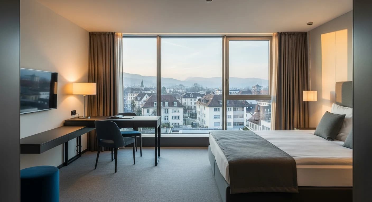Helles möbliertes WG-Zimmer in Aarau mit Schreibtisch und Bett